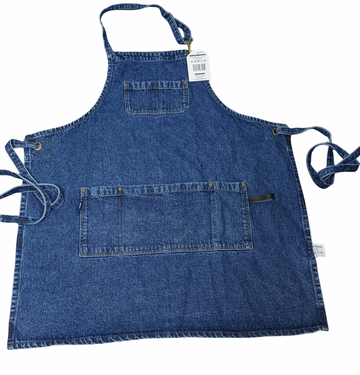 Rennactive London| Stonewashed Blue Denim Jeans| Brass Eyelet strapped Neck/Chest Pocketed Bib Apron