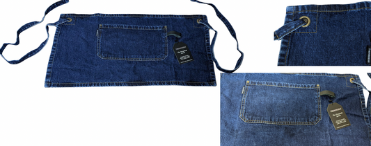 Rennactive London| Stonewashed Denim Bib and Waist Apron with Pocket Brass Eyelet – 100% Cotton
